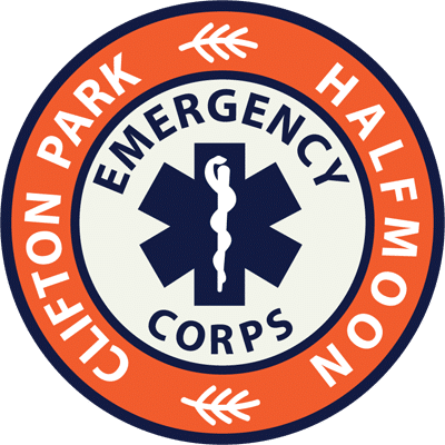 May contain a shield emblem with the word "CITFEN" above an image of a paramedic, flanked by a phone and compass. Below the shield is the name "CITFEN" and the words "EMERGENCY HALFMOON.